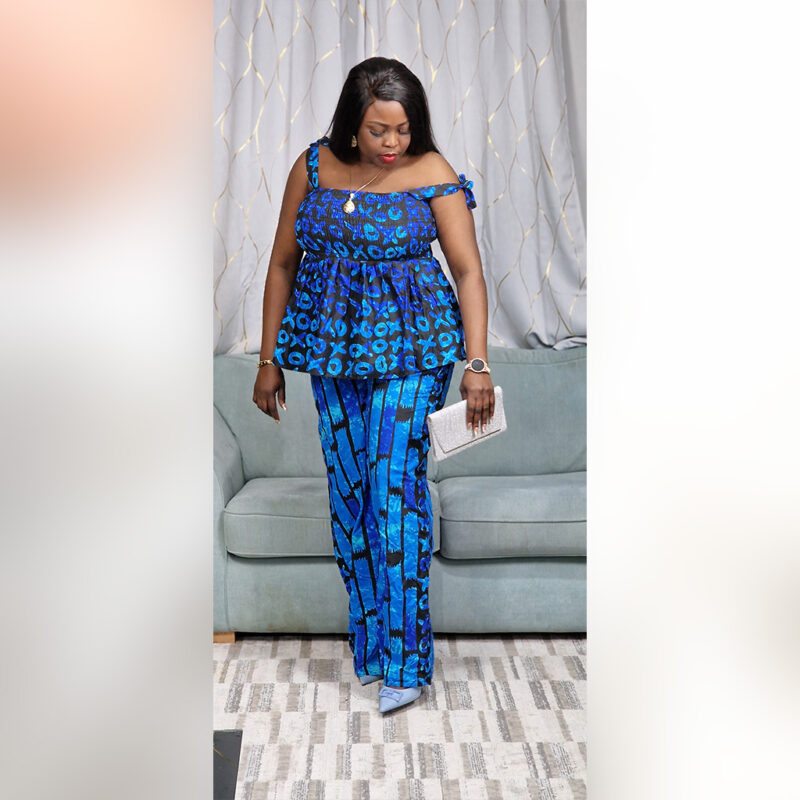 Olamide: Blue Ankara Two-Piece Set – Effortless Elegance - Image 2