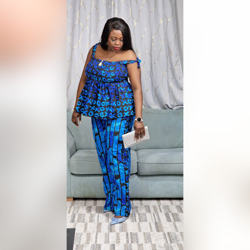 Olamide: Blue Ankara Two-Piece Set – Effortless Elegance - Image 3