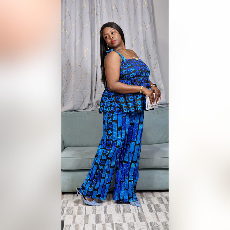 Olamide: Blue Ankara Two-Piece Set – Effortless Elegance - Image 4