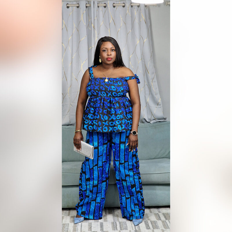 Olamide: Blue Ankara Two-Piece Set – Effortless Elegance - Image 5