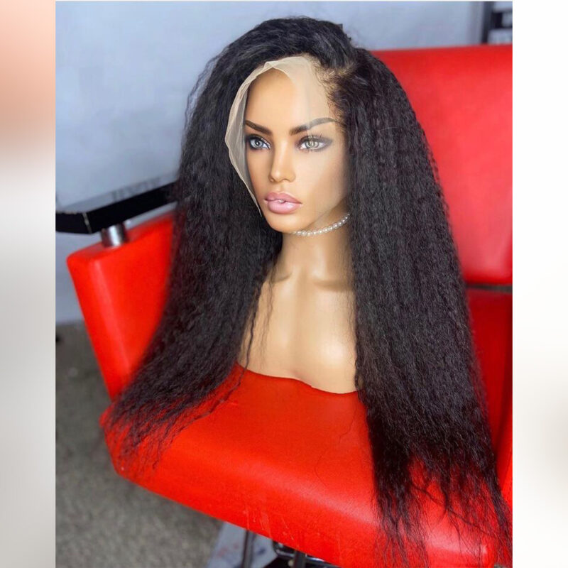 #1b Virgin Hair Kinky Straight Wig