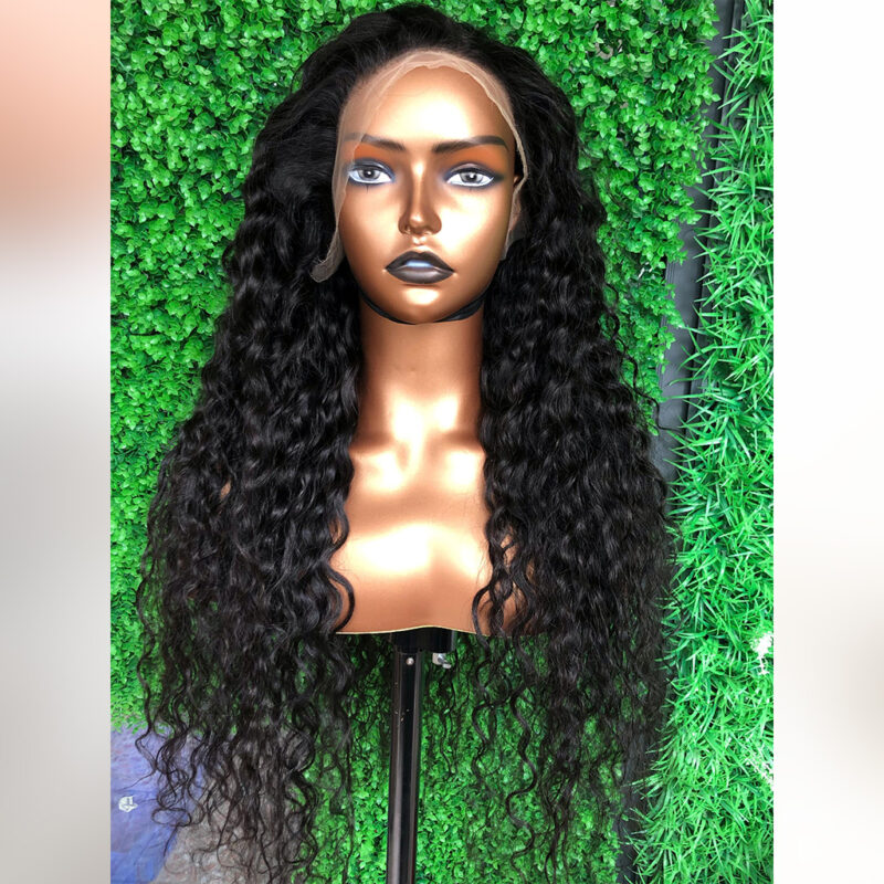 #1b Virgin Hair Water Wave Wig