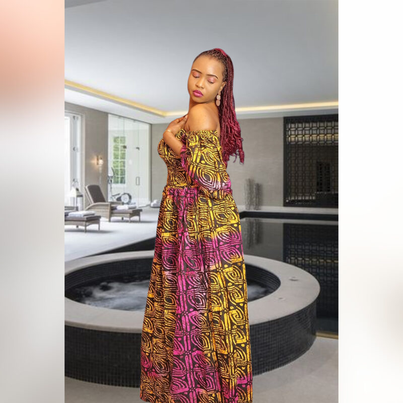 Asabi: Sunset Swirl Ankara Maxi Dress - Image 6