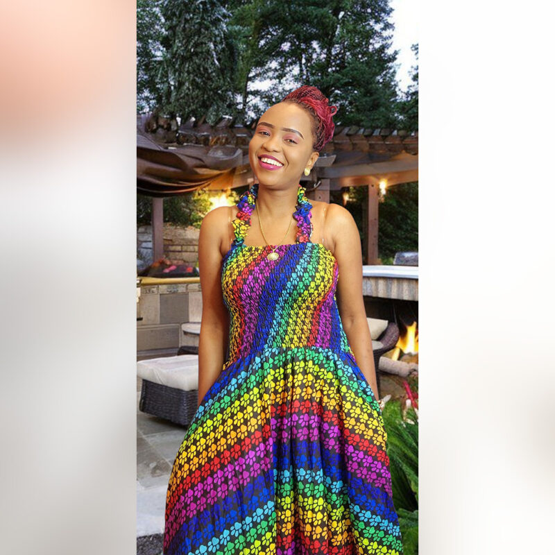 Kemi: Rainbow Radiance Ankara Halter Neck Gown - Image 7