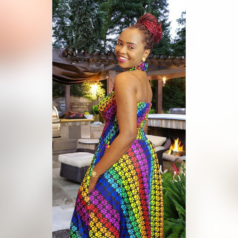 Kemi: Rainbow Radiance Ankara Halter Neck Gown - Image 5