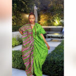 Omotayo: Dual-Tone Boubou Kaftan – Pink & Green Ankara Print