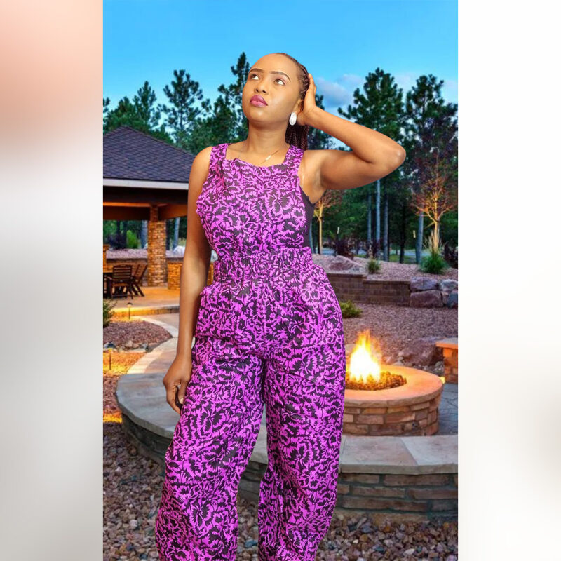 Omotara: Sleeveless Ankara Jumpsuit – Royal Bloom - Image 7