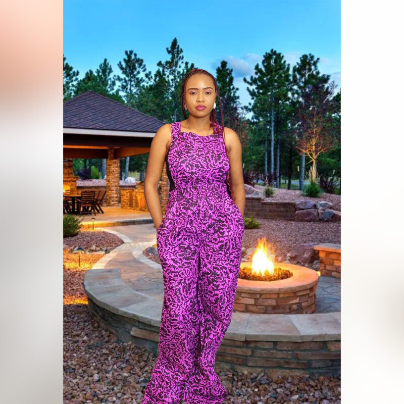 Omotara: Sleeveless Ankara Jumpsuit – Royal Bloom - Image 3