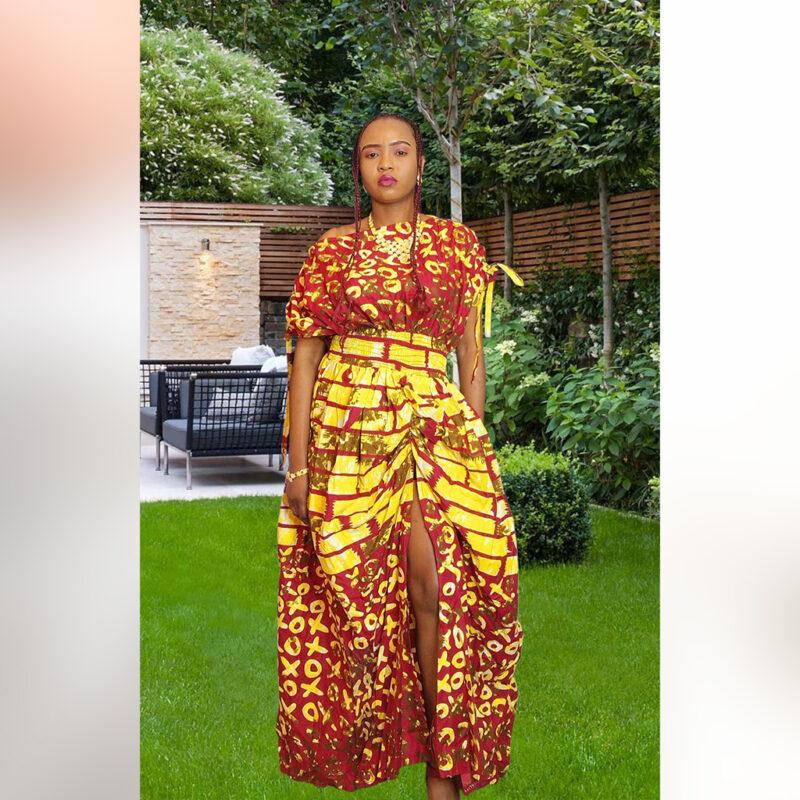 Morenike: High-Slit Ankara Dress – Sunset Royalty - Image 7