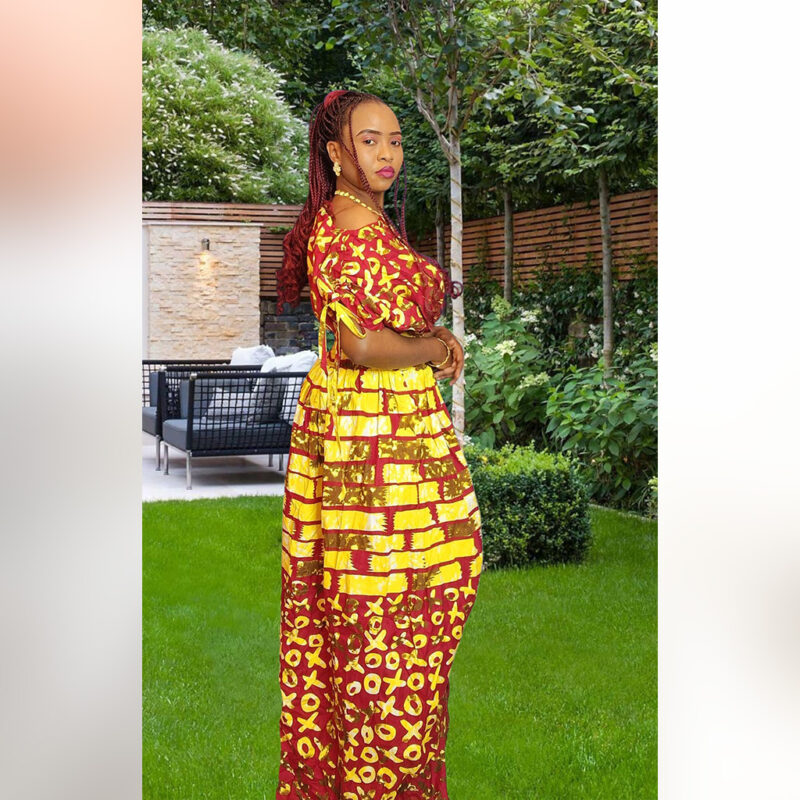 Morenike: High-Slit Ankara Dress – Sunset Royalty - Image 2