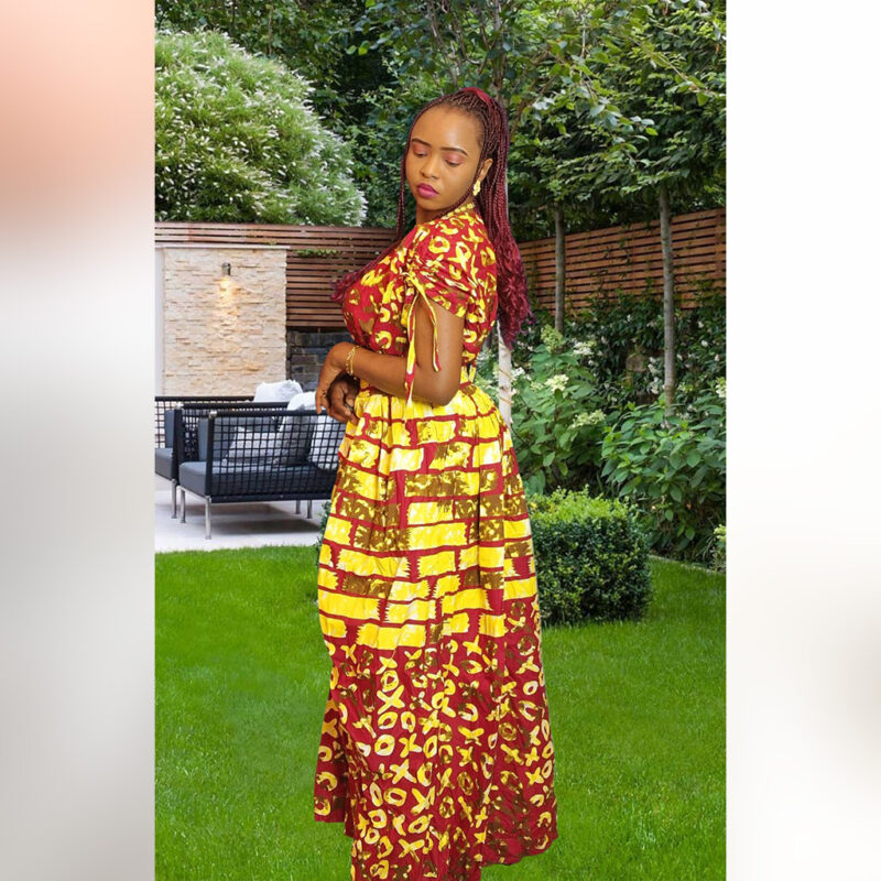 Morenike: High-Slit Ankara Dress – Sunset Royalty - Image 6