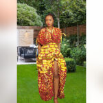 Morenike: High-Slit Ankara Dress – Sunset Royalty