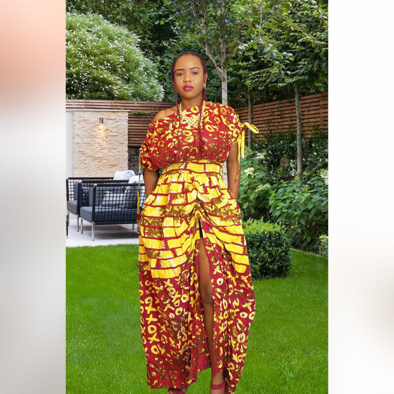 Morenike: High-Slit Ankara Dress – Sunset Royalty - Image 5